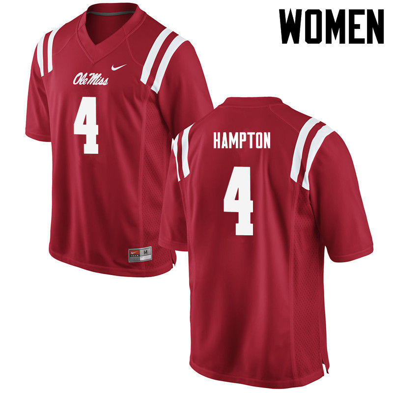C.J. Hampton Ole Miss Rebels NCAA Women's Red #4 Stitched Limited College Football Jersey RJP2558ER